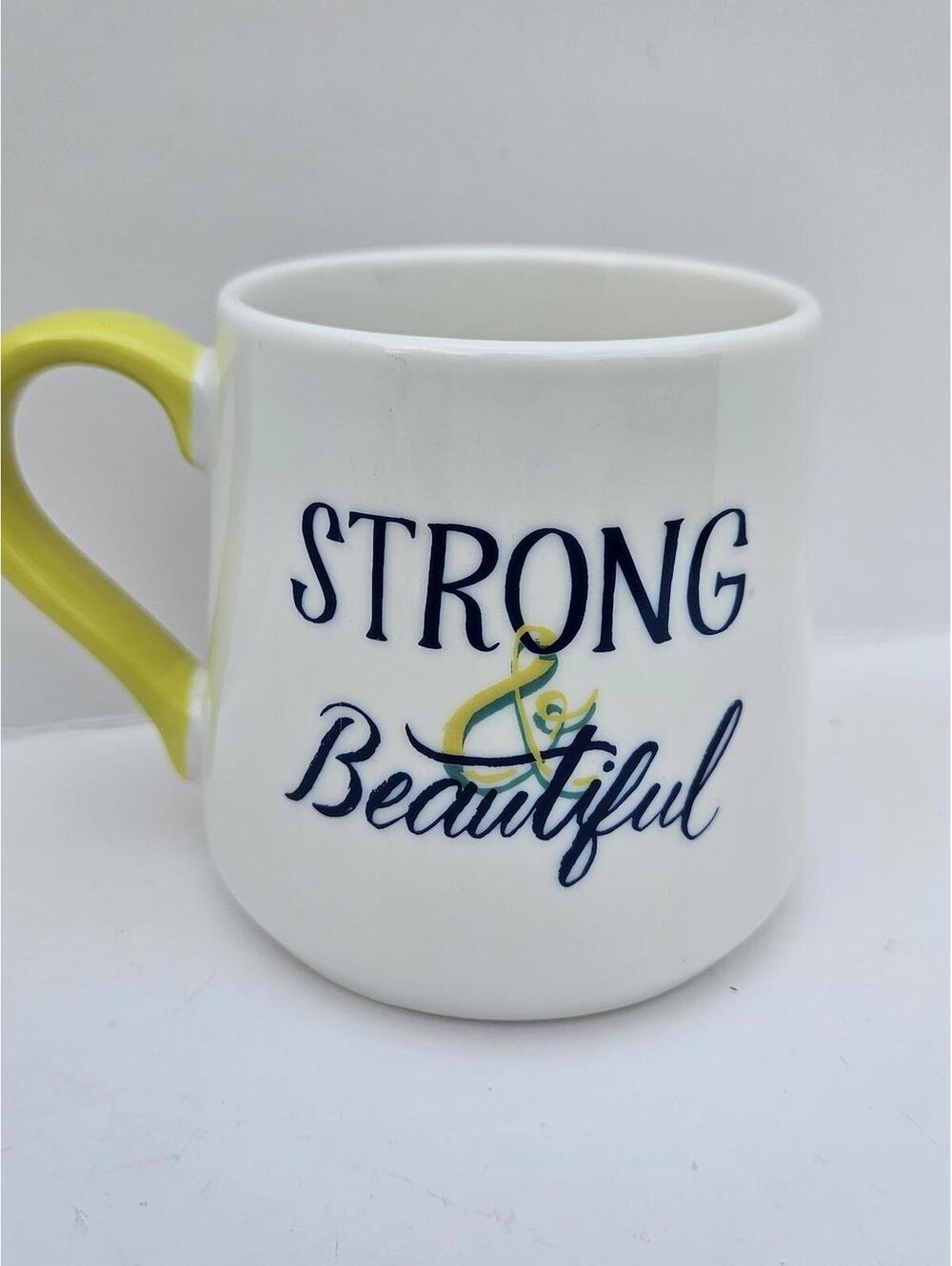 Threshold "Strong & Beautiful" Porcelain Mug | Yellow Handle